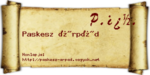 Paskesz Árpád névjegykártya